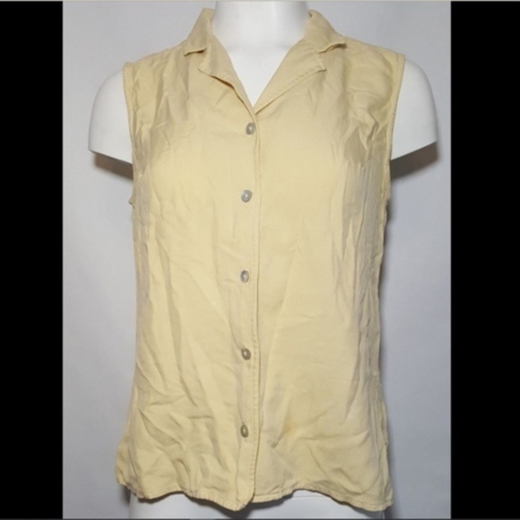 august silk Tops - August Silk Tank Yellow Button Down Silk august silk Tops - August Silk Tank Yellow Button Down Silk